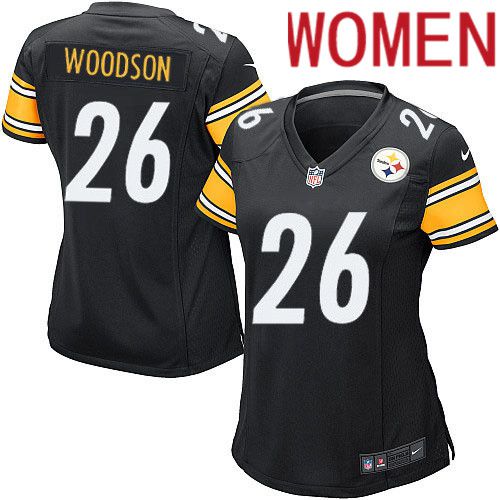 Women Pittsburgh Steelers #26 Rod Woodson Nike Black Game Player NFL Jersey